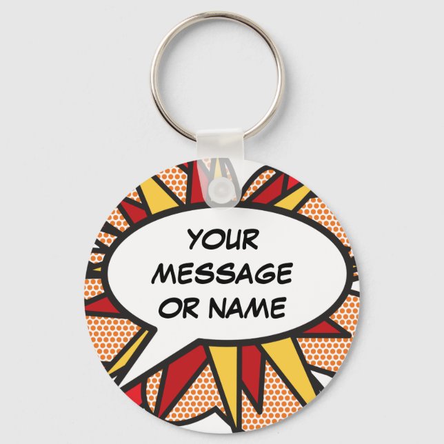 Personalized Message Comic Book Key Ring (Front)