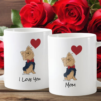 Personalized Message Love You Yorkie Cute Dog Art Coffee Mug