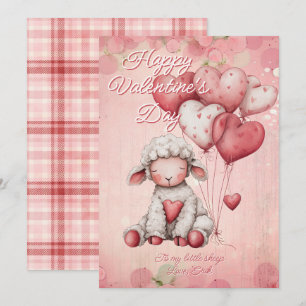 Personalized Message Sheep Animal Valentines Day Holiday Card