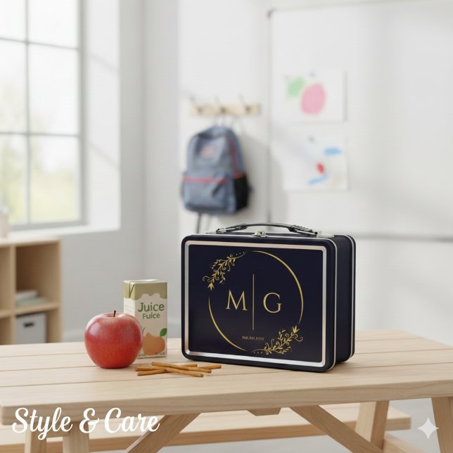 Personalized Metal Lunch Box with Floral Monogram  (Personalized Metal Lunch Box with Floral Monogram)