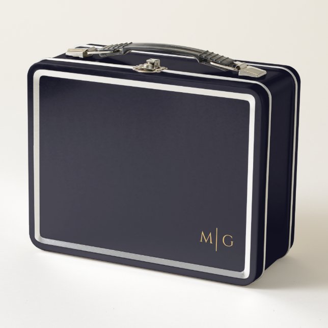 Personalized Metal Lunch Box with Simple Monogram (Front)