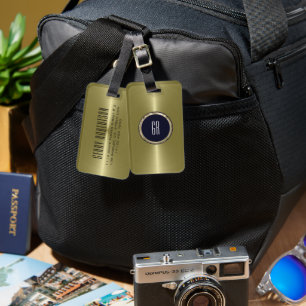 Personalized Metallic Gold Stainless Steel Look Luggage Tag