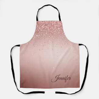 Personalized Metallic Rose Gold Glitter Dripping Apron