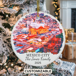 Personalized Mexico City Ornament, Mexico Ceramic Tree Decoration