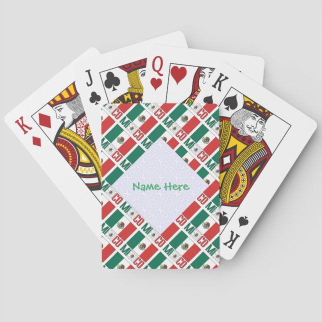 Personalized Mexico Flag Tiled Playing Cards (Back)