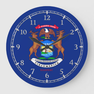 Personalized Michigan State Flag Design on Large Clock