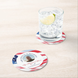 Personalized Military Retirement Soldier Photo Round Paper Coaster