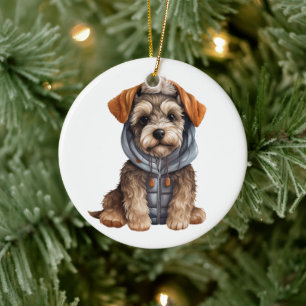 Personalized Miniature Schnauzer Dog Art Ceramic Tree Decoration