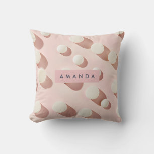 Personalized Minimal Blush Pink Circles Style Cushion