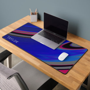 Personalized Minimalist Abstract Blue Fractal Desk Mat