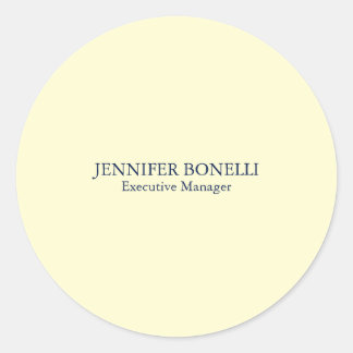 Personalized minimalist add your name cream color classic round sticker