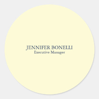 Personalized minimalist add your name cream color classic round sticker