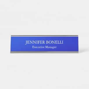 Personalized minimalist blue add your name desk name plate