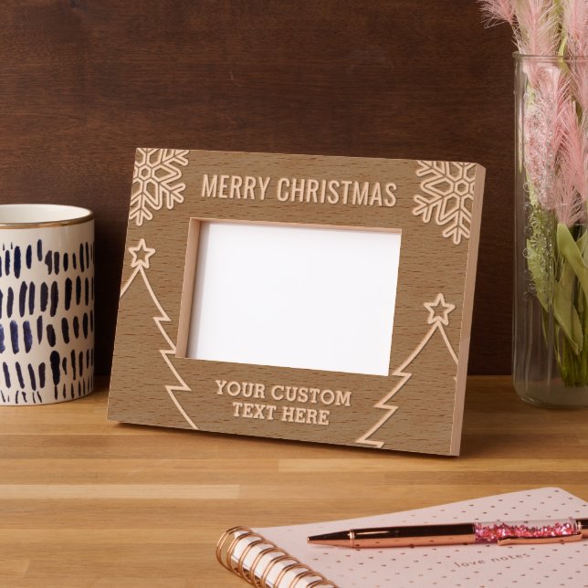 Personalized Minimalist Christmas Tree Festive Etched Frames (Left)