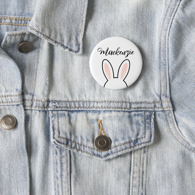 Personalized Minimalist Cute Bunny Ears Easter 6 Cm Round Badge (In Situ)