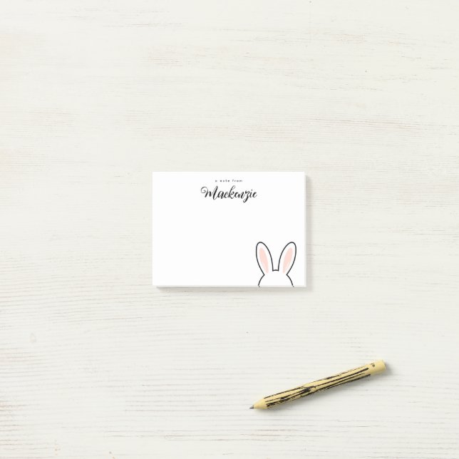 Personalized  Minimalist Cute Bunny Ears Easter Post-it Notes (On Desk)