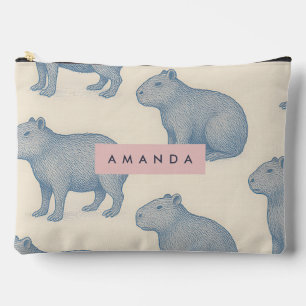Personalized Minimalist Cute Capybara Pattern Accessory Pouch