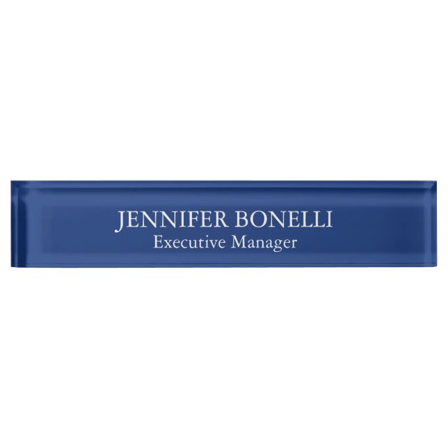 Personalized minimalist dark blue add your name nameplate (Front)