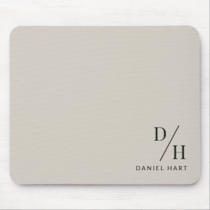 Personalized Minimalist Initial Name Beige Mouse Mat