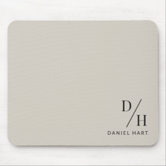 Personalized Minimalist Initial Name Beige Mouse Mat