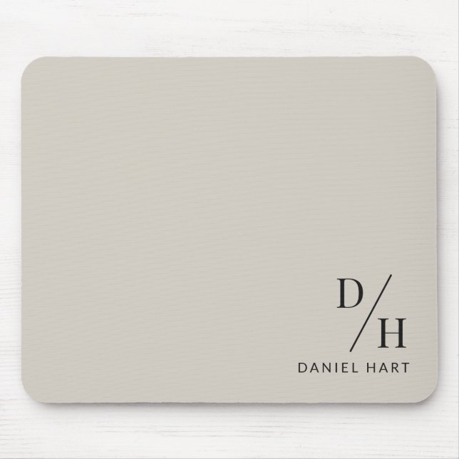 Personalized Minimalist Initial Name Beige Mouse Mat (Front)