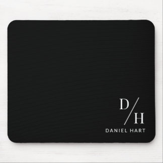 Personalized Minimalist Initial Name Black Mouse Mat