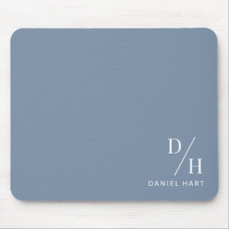 Personalized Minimalist Initial Name Dusty Blue Mouse Mat