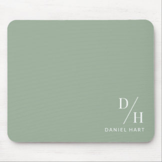 Personalized Minimalist Initial Name Sage Green Mouse Mat
