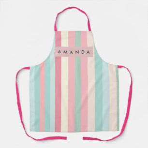 Personalized Minimalist Pastel Stripes  Apron
