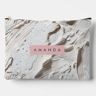 Personalized Minimalist White Paint Texture Accessory Pouch