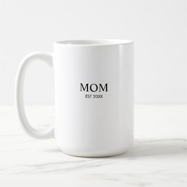 Personalized Minimalist Year Established Mom Coffee Mug (Left)