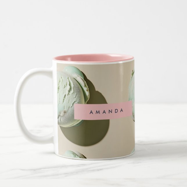 Personalized Mint Chip Ice Cream  Two-Tone Coffee Mug (Left)