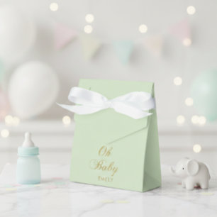 Personalized Mint Green Favor Box with Gold Script