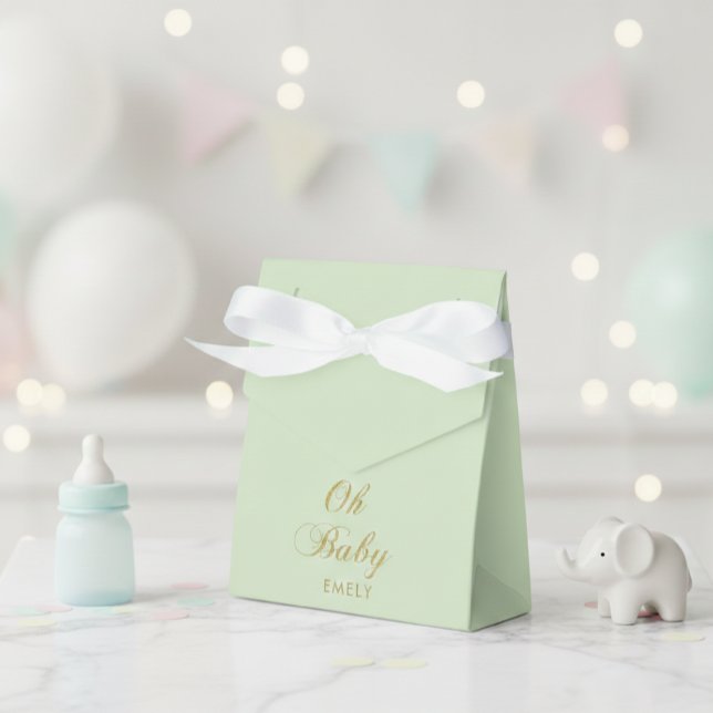 Personalized Mint Green Favor Box with Gold Script (Creator Uploaded)