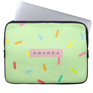 Personalized Mint Green Pastel Sprinkle Confetti Laptop Sleeve