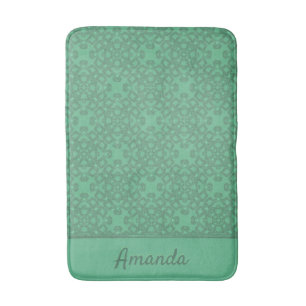 Personalized mint green pattern bath mat