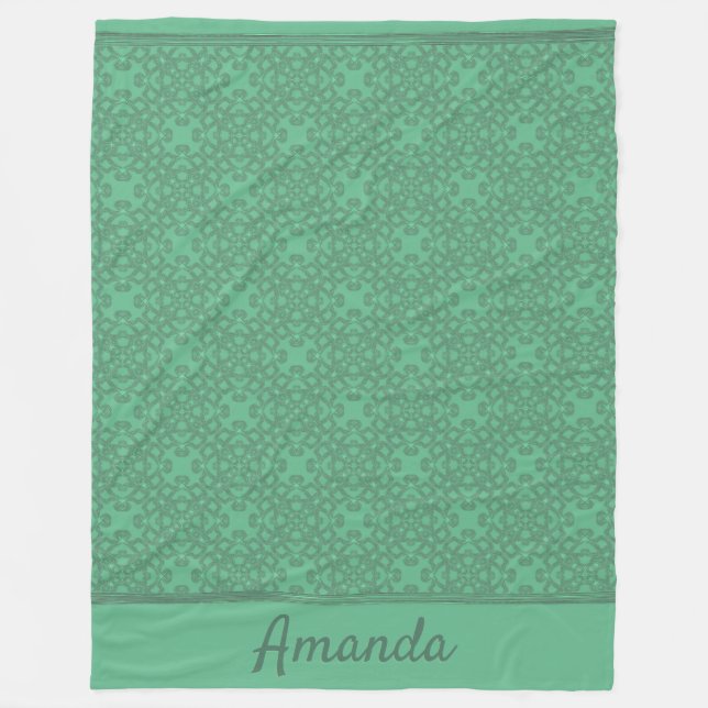 Personalized mint green pattern fleece blanket (Front)