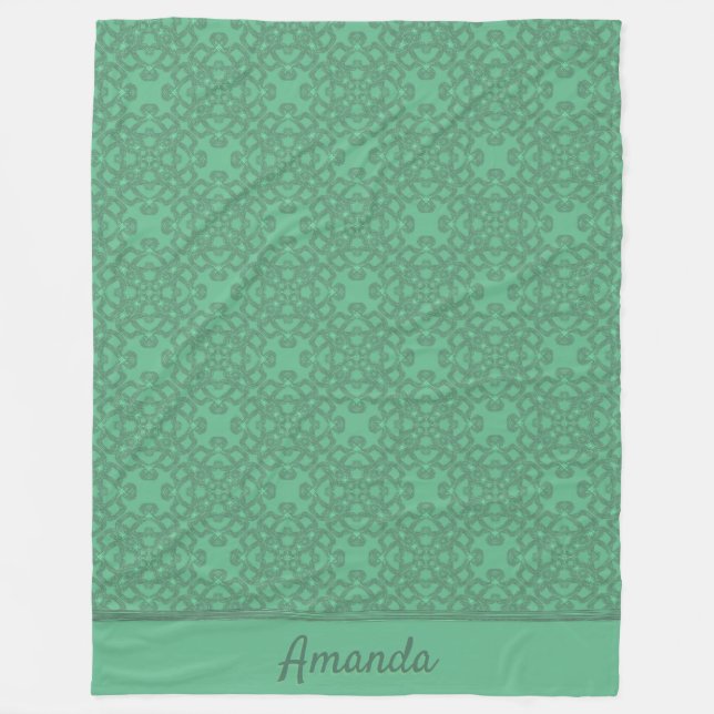 Personalized mint green pattern fleece blanket (Front)