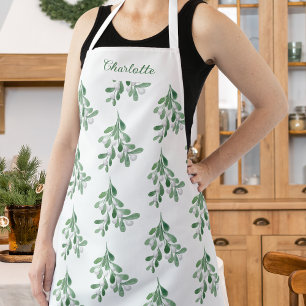 Personalized Mistletoe Pattern Apron