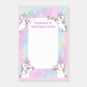 Personalized Mitzvah Note Pink Unicorn Notepad