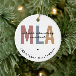 Personalized MLA Medical Laboratory Assistant Ceramic Tree Decoration