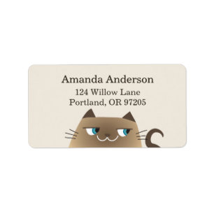 Personalized Mochi Cat Siamese Cute Return Address Label
