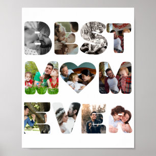 Personalized modern 11 photo Best mom ever Poster