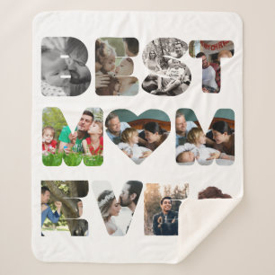 Personalized modern 11 photo Best mom ever Sherpa Blanket