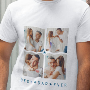 Personalized Modern 4-Photo 'Best Dad Ever' T-Shirt