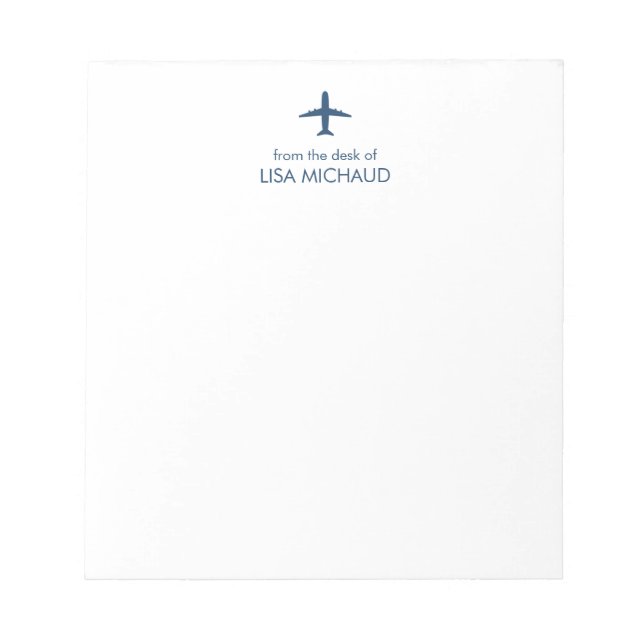 Personalized Modern Airplane Pilot Notepad (Front)