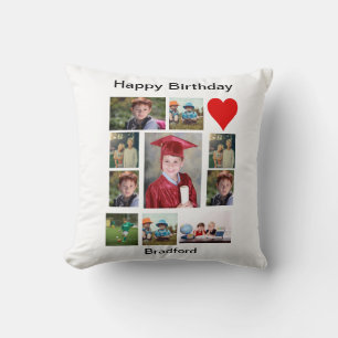 Personalized Modern Birthday 11 Photo Collage   Cushion