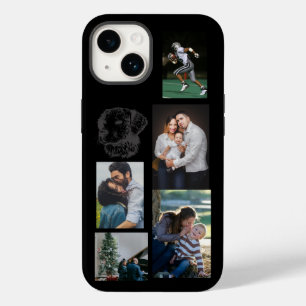 Personalized Modern Black 6 Photo Collage Case-Mate iPhone 14 Case