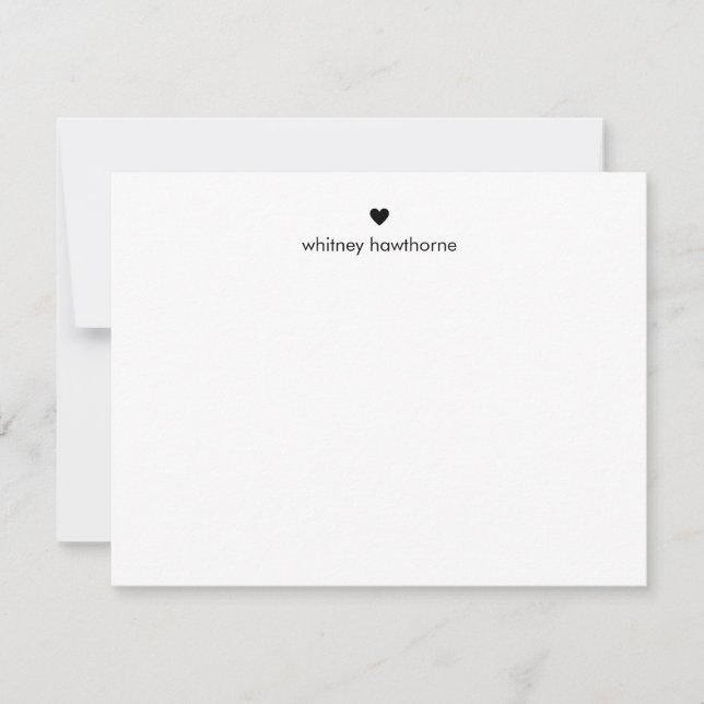 Personalized Modern Black Heart Card (Front)
