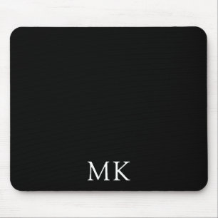 Personalized Modern Black Monogram Initials Mouse Mat